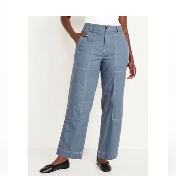 Old Navy Women's Wide Leg Utility Pants in Slate Blue/Wintery Waters Size 4 - Picture 2 of 14
